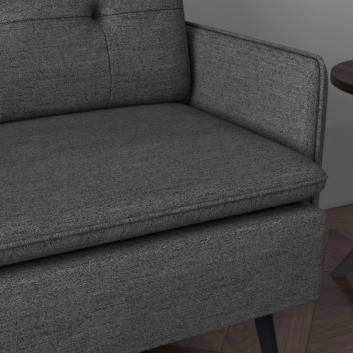 HOMCOM – Causeuse de 55 po en lin, causeuse rembourrée avec ressorts, pattes en acier et capitonnage, petit canapé pour salon, chambre à