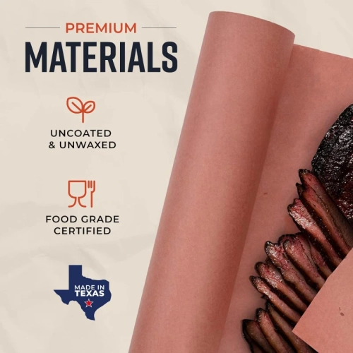 Pink Kraft Butcher Paper Roll - 18 Inch x 175 Feet - Food Grade Peach Wrapping Paper for Smoking Meat - Made in USA