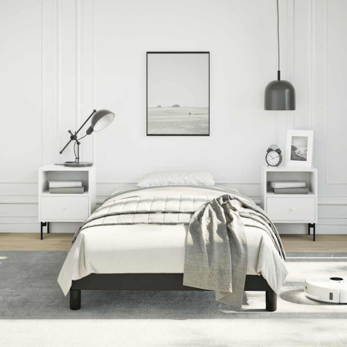 vidaXL Twin XL Bed Frame, Faux Leather Upholstered Platform Bed Frame, Black, No Mattress