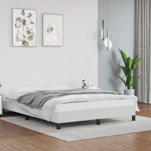 VIDAXL  Bed Frame Without Mattress 152X203 Cm Queen Faux Leather In White