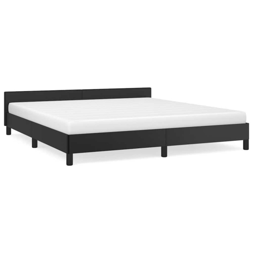 vidaXL King Platform Bed Frame, Slats Support, Easy Assembly, No Mattress, Black Faux Leather