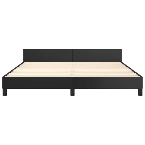 vidaXL King Platform Bed Frame, Slats Support, Easy Assembly, No Mattress, Black Faux Leather