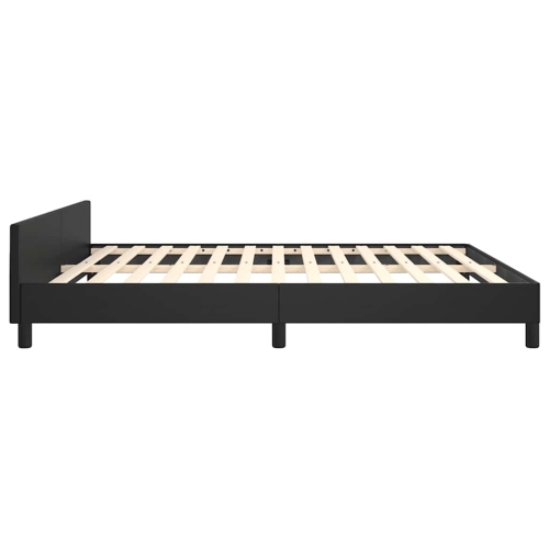 vidaXL King Platform Bed Frame, Slats Support, Easy Assembly, No Mattress, Black Faux Leather