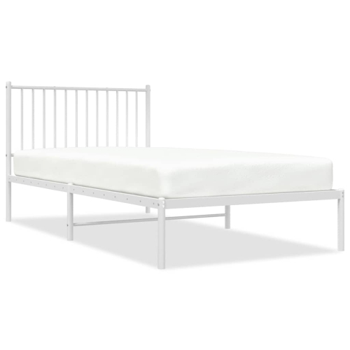 VIDAXL  Metal Twin Xl Bed Frame With Headboard, Heavy-Duty, Under-Bed Storage, No Mattress In White