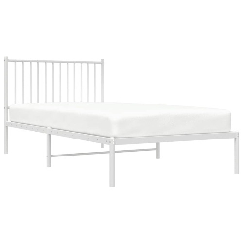 vidaXL White Metal Twin XL Bed Frame with Headboard, Heavy-Duty, Under-Bed Storage, No Mattress
