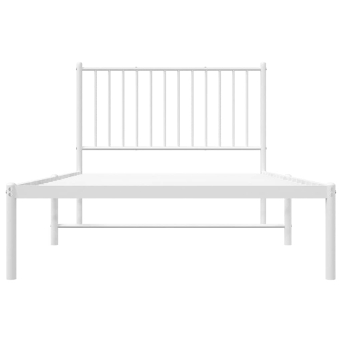 vidaXL White Metal Twin XL Bed Frame with Headboard, Heavy-Duty, Under-Bed Storage, No Mattress