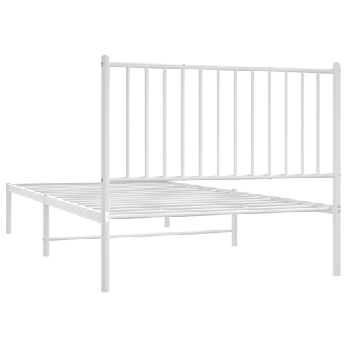 vidaXL White Metal Twin XL Bed Frame with Headboard, Heavy-Duty, Under-Bed Storage, No Mattress