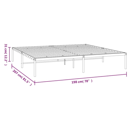 vidaXL Black Metal King Bed Frame, Under-Bed Storage, Heavy-Duty, No Mattress