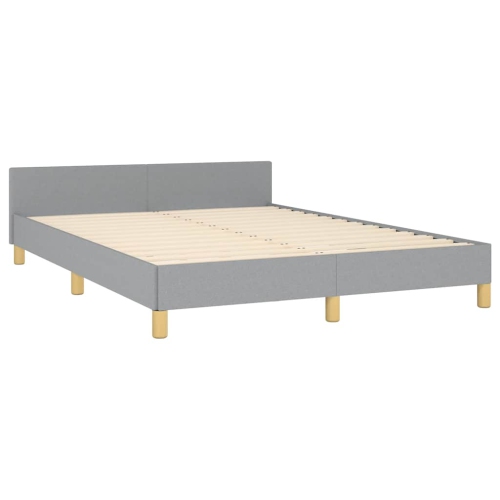 vidaXL Fabric Queen Platform Bed Frame, Slats Support, Easy Assembly, No Mattress, Light Gray