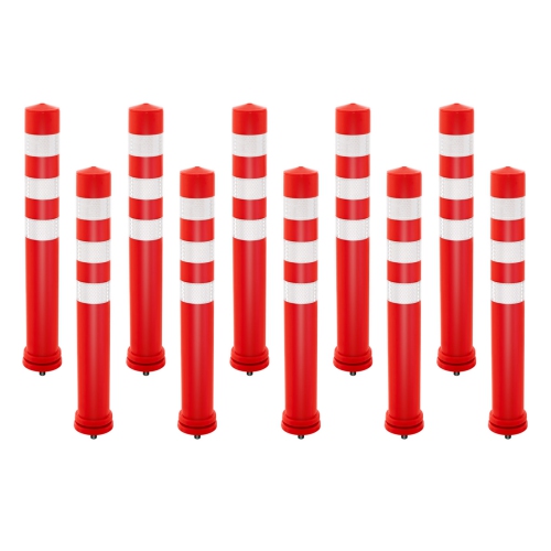 COSTWAY  10 Pack Safety Bollard Post 26 Inch Delineator Post Safety Parking Barrier