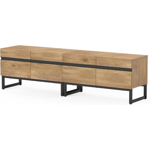 Meuble moderne pour téléviseur WAMPAT pour téléviseurs jusqu'à 75&nbsp;po, meuble pour téléviseur 2-en-1 avec armoires de rangement pour salon, chêne