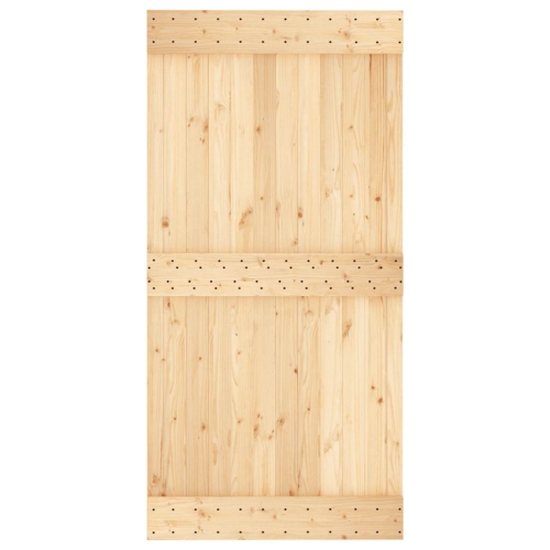 vidaXL NARVIK 39.4"x82.7" Solid Pine Wood Sliding Barn Door, Natural Brown, No Hardware Kits