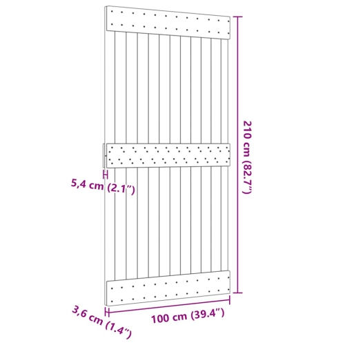 vidaXL NARVIK 39.4"x82.7" Solid Pine Wood Sliding Barn Door, Natural Brown, No Hardware Kits