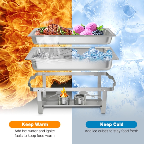 Costway Chafing Dish Buffet Set 4 Packs 9 QT Stainless Steel Chafers with Food Pans