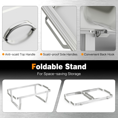 Costway Chafing Dish Buffet Set 4 Packs 9 QT Stainless Steel Chafers with Food Pans