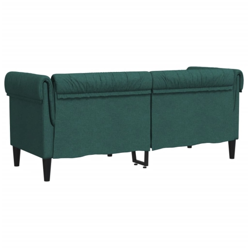 vidaXL Chesterfield Sofa 2-Seater Dark Green Fabric