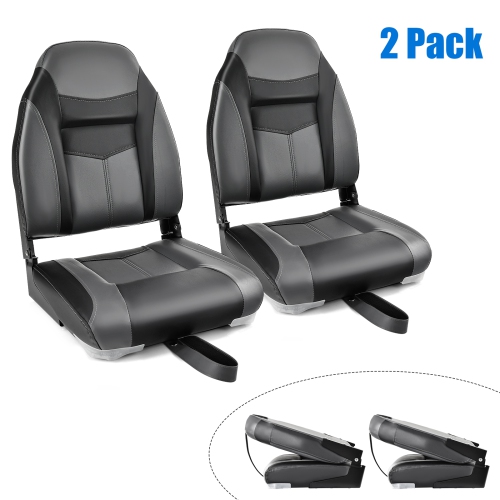 Costway 2 Pack High Back Folding Boat Seats with Sponge Cushion & Flexible Hinges