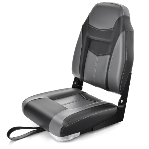 Costway High Back Folding Boat Seats with Black Grey Sponge Cushion & Flexible Hinges