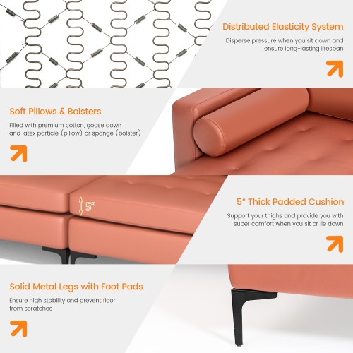 Costway Modular L-shaped Sectional Sofa with Reversible Chaise & 4 USB Ports
