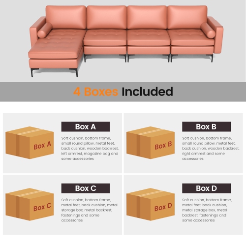 Costway Modular L-shaped Sectional Sofa with Reversible Chaise & 4 USB Ports