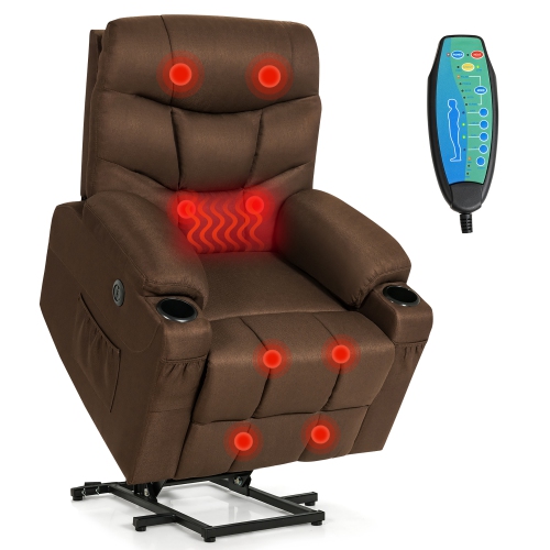 Costway Electric Power Lift Recliner Chair Living Room Sofa Chair with Massage & Heating