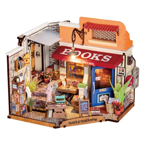 ROLIFE  Corner Bookstore Dg164 3D Puzzle Kit | 108 Pieces | Plywood, Paper, Resin Parts | Ages 14+