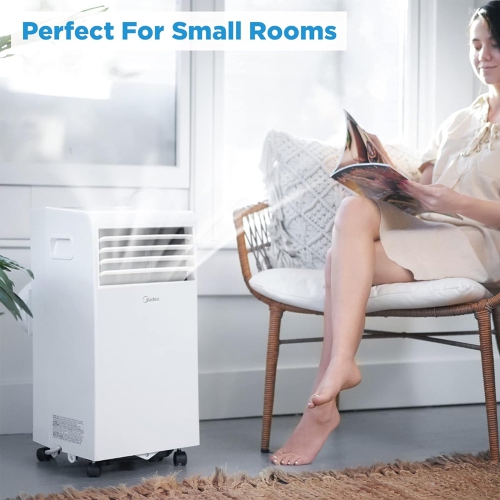 Midea 6,000 BTU ASHRAE Portable Air Conditioner, Cools up to 150 Sq. Ft., with Dehumidifier & Fan mode, Easy- to-use Remote Control & Window