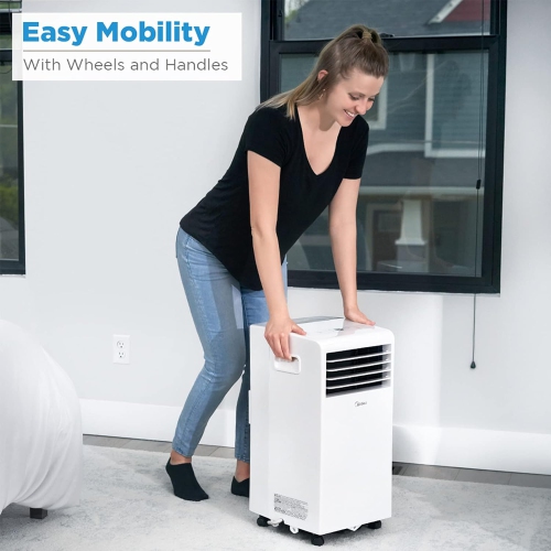 Midea 6,000 BTU ASHRAE Portable Air Conditioner, Cools up to 150 Sq. Ft., with Dehumidifier & Fan mode, Easy- to-use Remote Control & Window