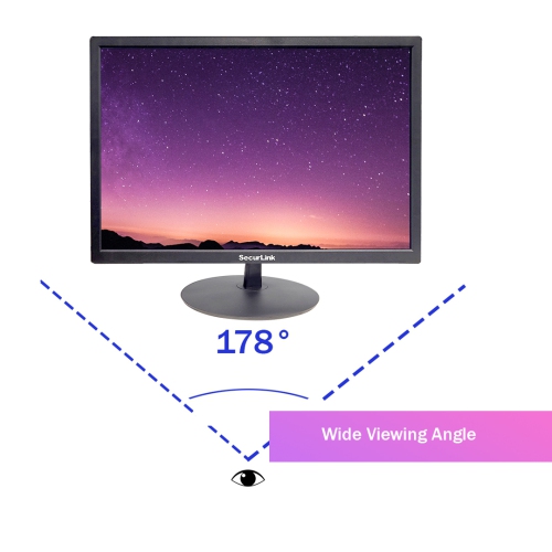 SECURILINK MONITEUR DEL HD intégrale 19 po, couleurs 16,7&nbsp;M, 6,5&nbsp;ms, contraste élevé, moniteur NVR, haut-parleurs stéréo intégrés à grand