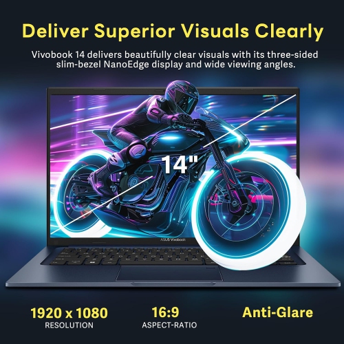 ASUS Vivobook 14" FHD Anti-glare Laptop, Intel i3-1215U, 416GB Storage(256GB SSD+160GB Docking Station Set), 16GB RAM, Intel Iris Xe Graphics, WiFi