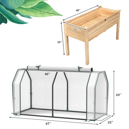Costway Raised Garden Bed with Dual Zipper Door Greenhouse for Patios and Backyards
