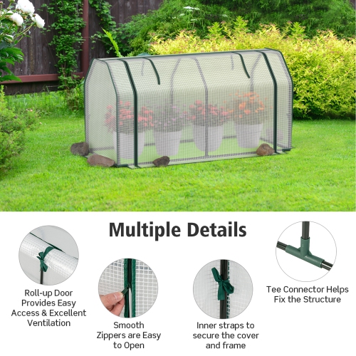 Costway Raised Garden Bed with Dual Zipper Door Greenhouse for Patios and Backyards