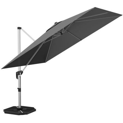 Costway 10Ft Patio Offset Cantilever Umbrella 360 Degree Tilt Aluminum W/Base