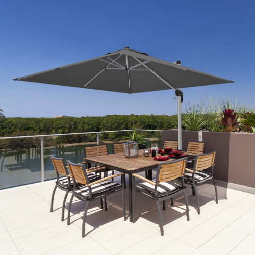 Parasol en porte-à-faux excentré de patio de 10ft pi avec base en aluminium inclinable à 360 degrés de Costway