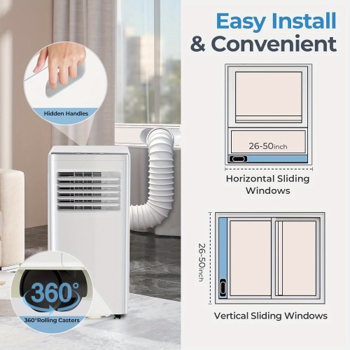 ZAFRO 10,000 BTU Portable Air Conditioners Cool Up to 400 Sq.ft, 4 Modes Portable AC with Remote Control/Large LED Display/24Hrs Timer/Installation