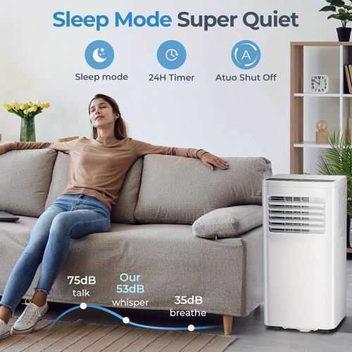 ZAFRO 10,000 BTU Portable Air Conditioners Cool Up to 400 Sq.ft, 4 Modes Portable AC with Remote Control/Large LED Display/24Hrs Timer/Installation