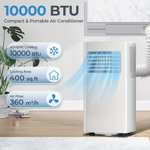 ZAFRO 10,000 BTU Portable Air Conditioners Cool Up to 400 Sq.ft, 4 Modes Portable AC with Remote Control/Large LED Display/24Hrs Timer/Installation