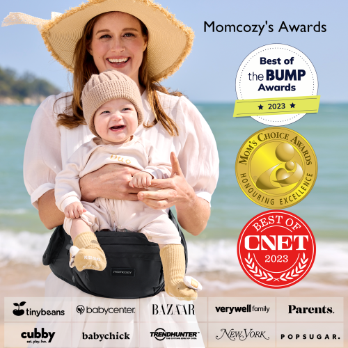 Porte-bébé MomCozy à siège de hanche - taille réglable avec protecteur de ventre Original 3D, porte-bébé ergonomique avec diverses poches pour