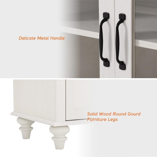 WAMPAT armoires de buffet avec porte en verre, armoires de rangement de cuisine, tables de bar en bois pour salle à manger, salon, Blanc