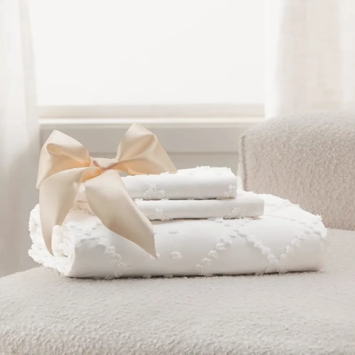 Boho Queen Duvet Cover Set - Embroidered Shabby Chic White Bedding, 3-Piece, All Seasons, 90x90