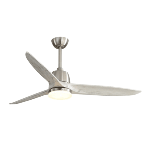 Image 1 de 1.. Ventilateur de plafond en bois de 56 po de Sofucor avec télécommande légère nickel sable