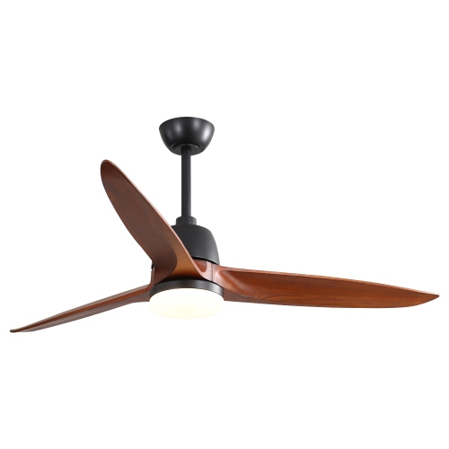 Image 1 de 1.. Ventilateur de plafond en bois de 56 po de Sofucor avec télécommande légère, noir mat