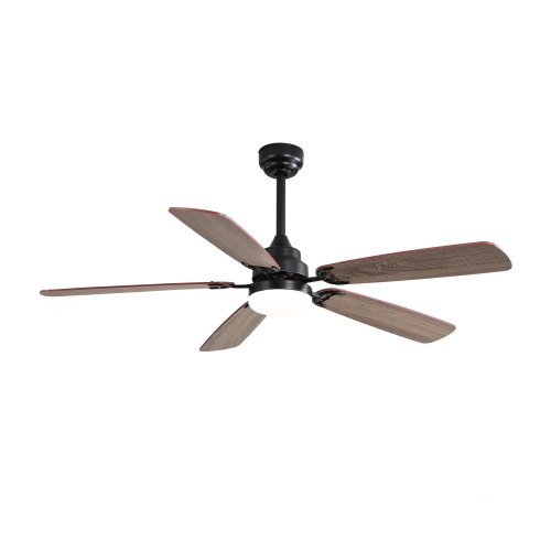 Sofucor 52" Modern Ceiling Fan with Light and Remote, 5 Blades Downrod and Flush Mount Ceiling Fan Black