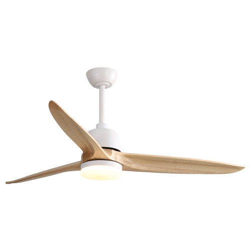 Image 1 de 1.. Ventilateur de plafond en bois de 56 po de Sofucor avec télécommande de lumière blanche