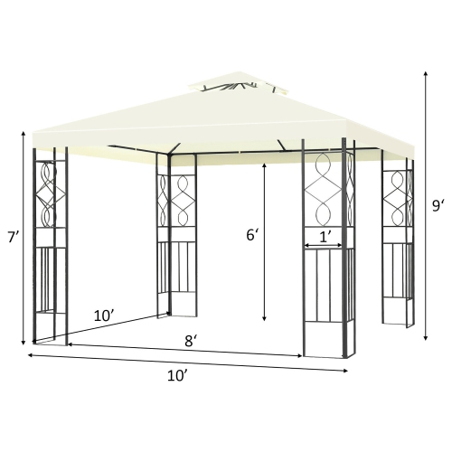 Costway 2 Tier 10'x10' Patio Gazebo Canopy Tent Steel Frame Shelter Awning