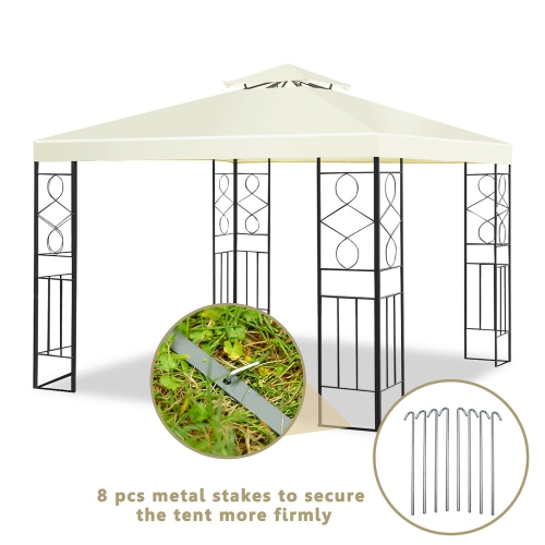 Costway 2 Tier 10'x10' Patio Gazebo Canopy Tent Steel Frame Shelter Awning
