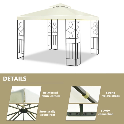 Costway 2 Tier 10'x10' Patio Gazebo Canopy Tent Steel Frame Shelter Awning