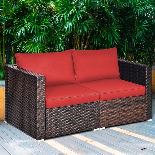 Costway 4PCS Patio Rattan Corner Sofa Sectional Furniture Set W/Cushion