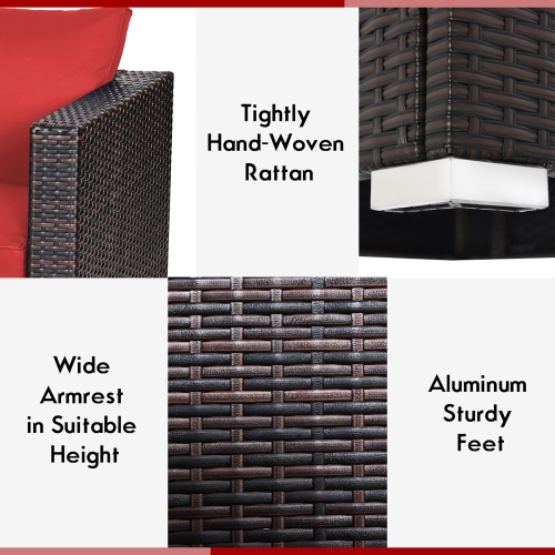 Costway 4PCS Patio Rattan Corner Sofa Sectional Furniture Set W/Cushion