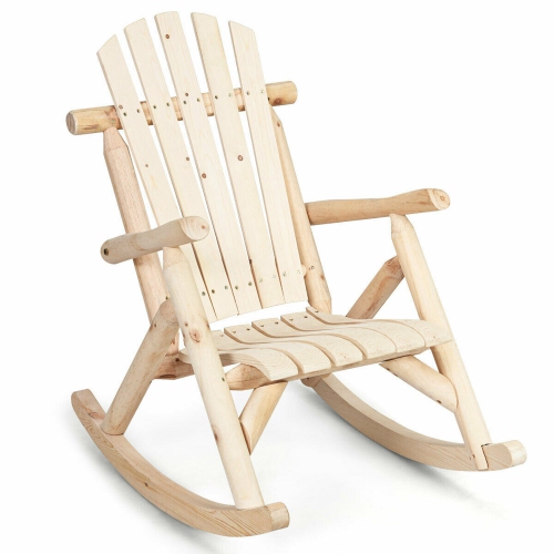 Wood Single Porch Rocker Lounge Patio Rocking Chair